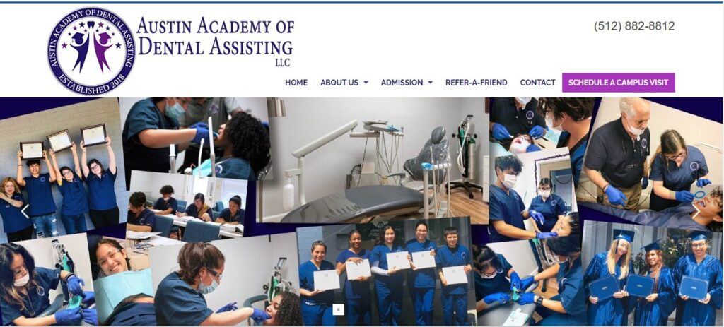 Homepage of Austin Academy of Dental Assisting /
Link: http://dentalassistantschoolaustin.com/ 