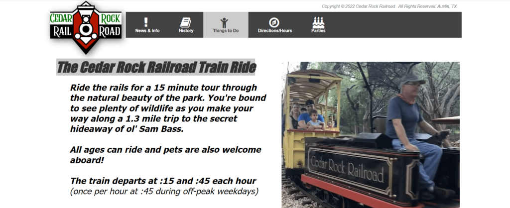 Homepage of Cedar Rock Railroad / cedarrockrailroad.com