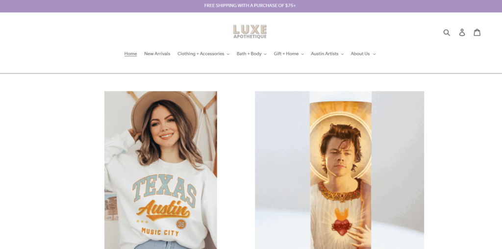 Homepage of Luxe Apothetique‘s website / shopluxe.com