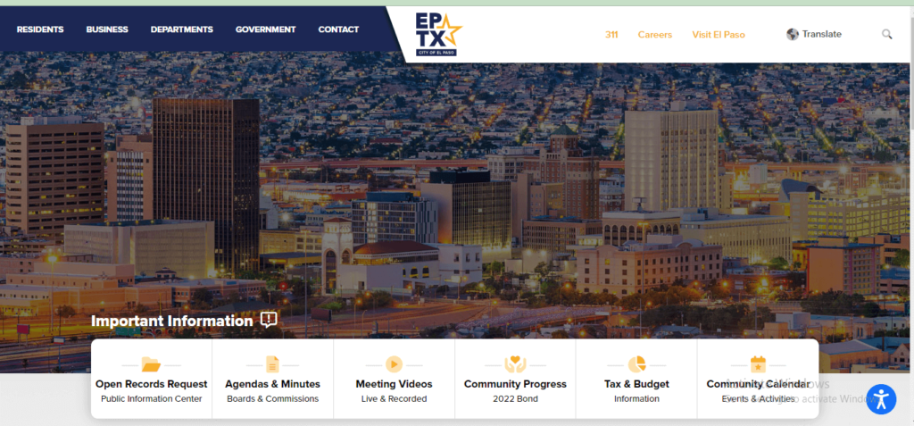 Homepage of El Paso Municipal Rose Garden's website / elpasotexas.gov
