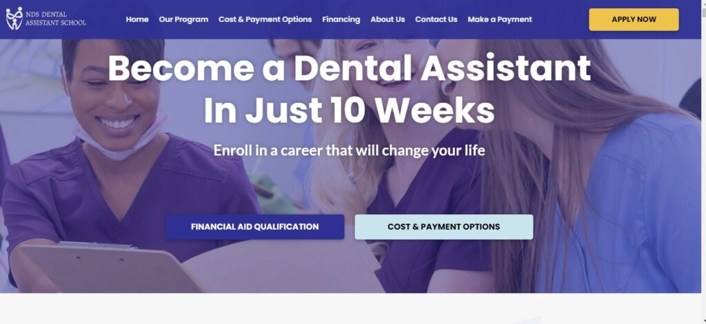 Homepage of NDS Dental Assistant School
Link: https://national-dental-services.com/