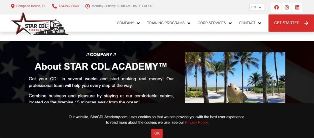 Homepage of Star CDL Academy / starcdlacademy.com
