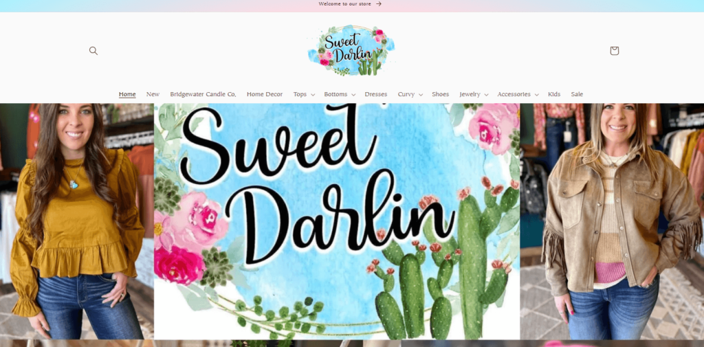 Homepage of Sweet Darlin’ Boutique’s website / sweetdarlinboutique.com