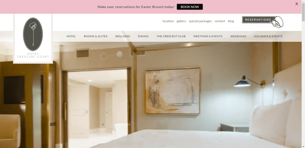 Homepage of hotel crescent court https://www.crescentcourt.com/