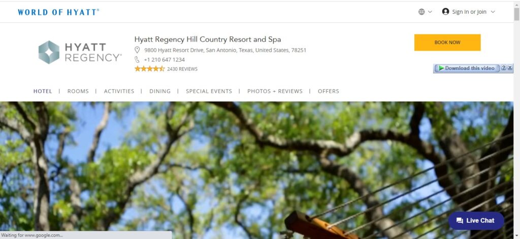 Hyatt Regency Hill Country Resort and Spa
https://www.hyatt.com/en-US/hotel/texas/hyatt-regency-hill-country-resort-and-spa/sanhc