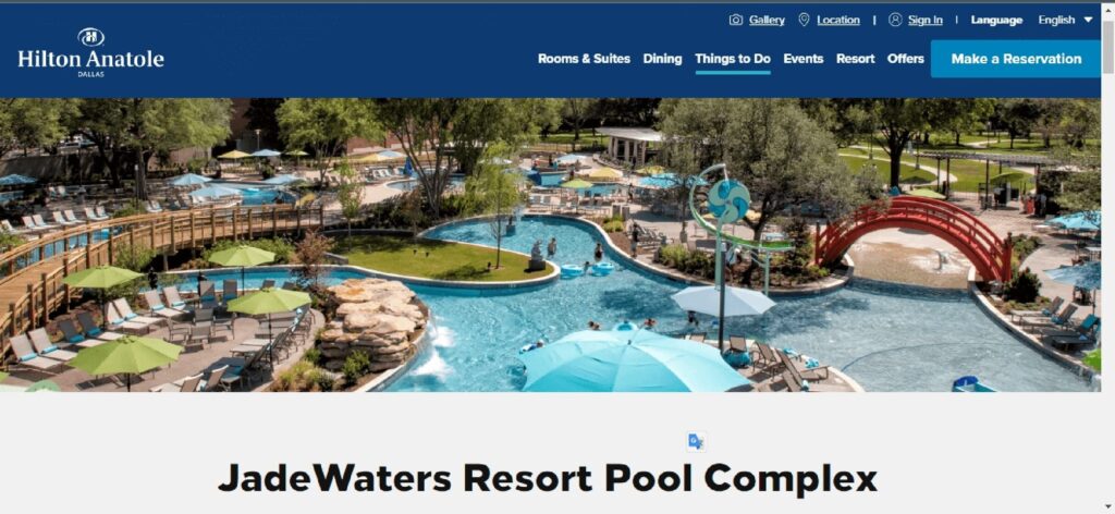 Homepage of the Hilton Anatole website
Link: https://www.hilton.com/en/hotels/dfwanhh-hilton-anatole/things-to-do/jadewaters/