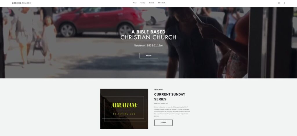 Homepage of Joshua Church website
Link: https://www.joshua-church.com/