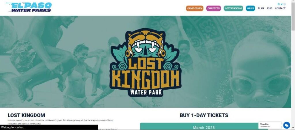 Homepage of Lost Kingdom Waterpark website
Link: https://epwaterparks.com/lost-kingdom