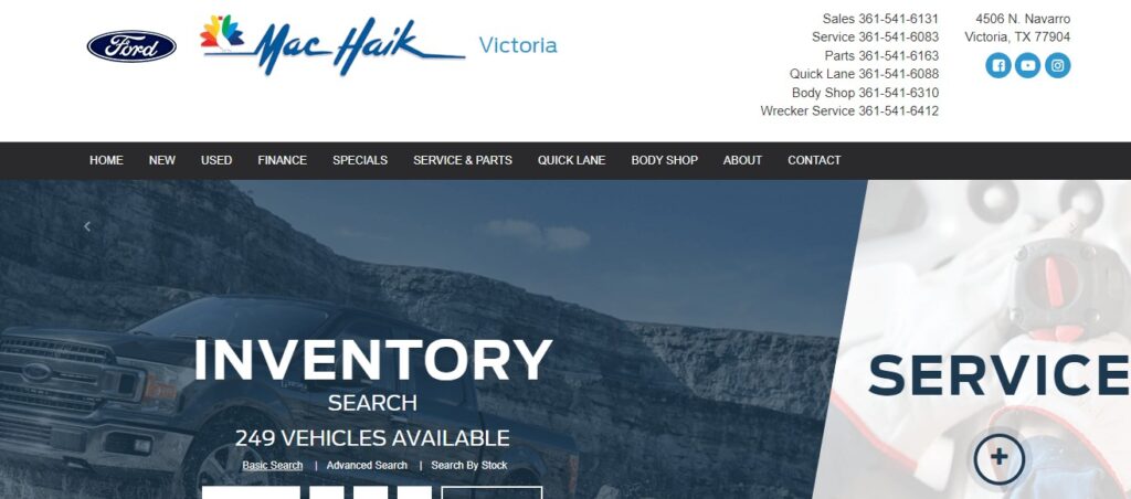 Homepage of Mac Haik Ford Lincoln website
Link: https://www.machaikfordofvictoria.com/