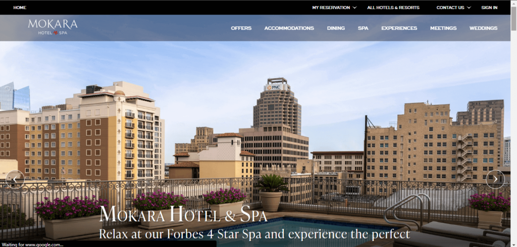 Homepage of Mokara Hotel & Spa 
Link: https://www.omnihotels.com/hotels/san-antonio-mokara?utm_source=gmblisting&utm_medium=organic 