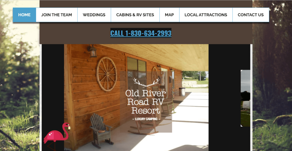 Homepage of Old River Road RV Resort / https://www.oldriverroadrvresort.com