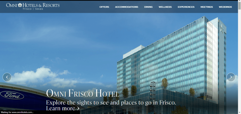 Homepage of Omni Frisco Hotel 
Link: https://www.omnihotels.com/hotels/frisco?utm_source=gmblisting&utm_medium=organic