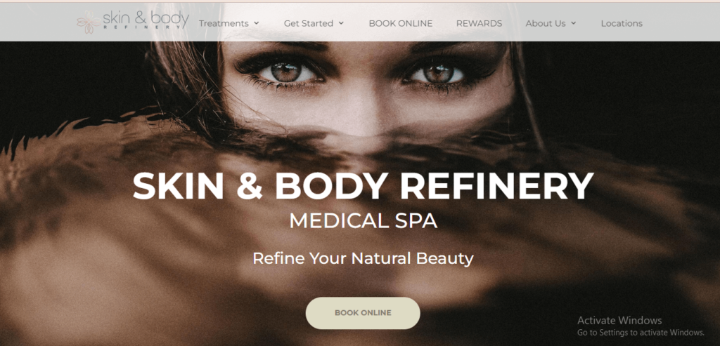 Homepage of Sin and Body Refinery Medical Spa's website / skinandbodyrefinery.com