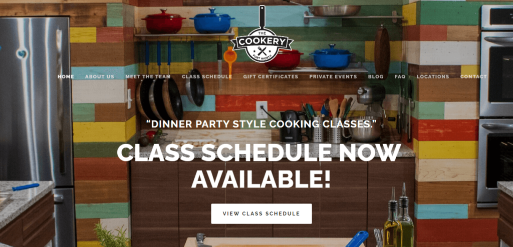 Homepage of The Cookery Fort Worth / thecookeryfortworth.com 
