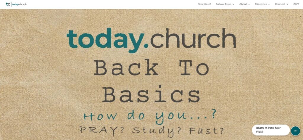 Homepage of Today Church website
Link: https://today.church/