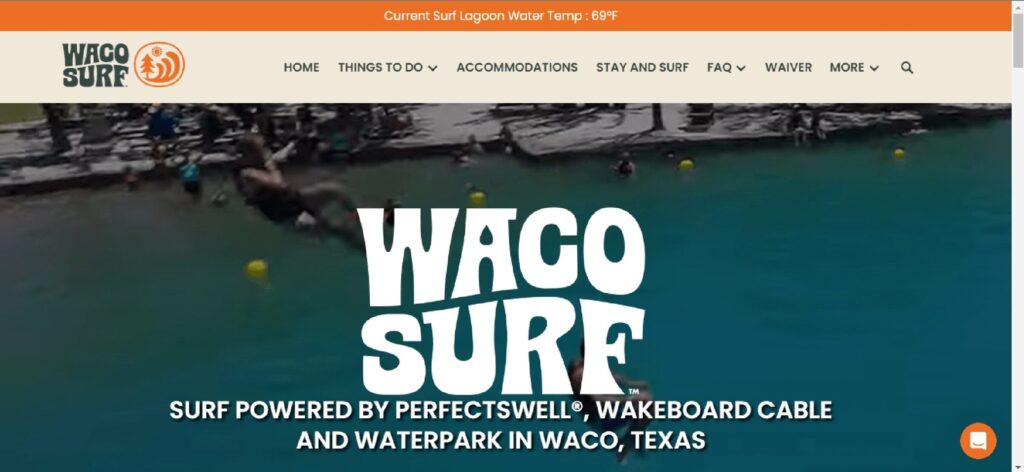 Homepage of Waco Surf Waterpark
Link: https://www.wacosurf.com/