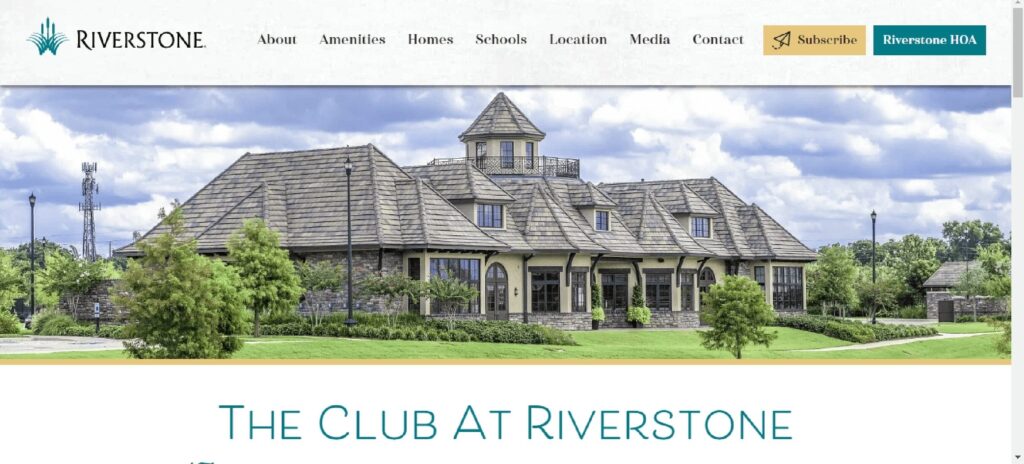 Homepage of the Riverstone website
Link: https://www.riverstone.com/the-club-at-riverstone