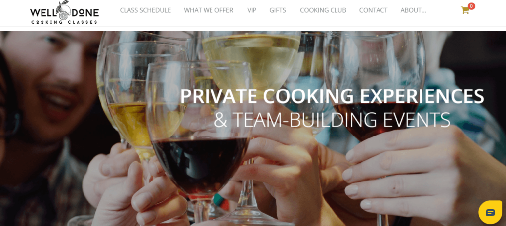 Homepage of Well Done Cooking Classes / welldonecc.com 
