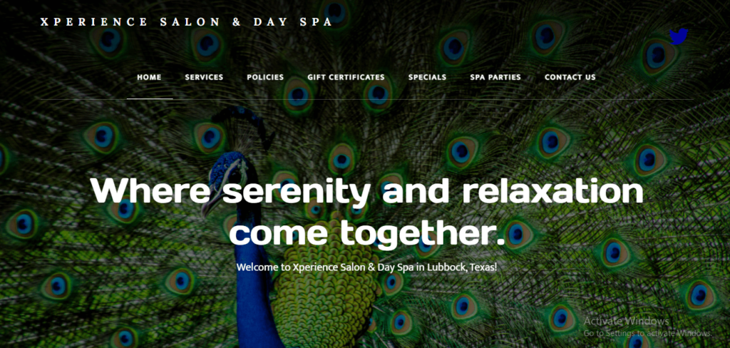 Homepage of Xperience Salon & Day Spa's website / xperiencespa.com