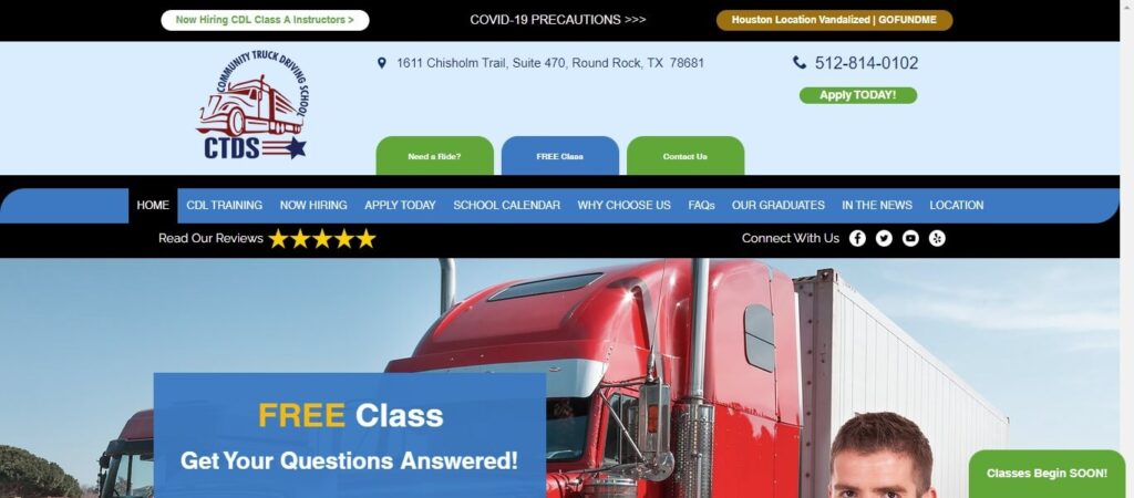 Homepage of the Community Truck Driving School / communitytruckdrivingschool.com
