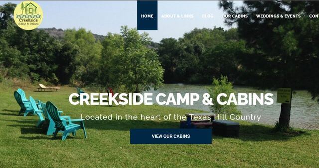 Homepage of Creekside Camp and cabin / Link: https://www.creekside-camp-cabins.com/