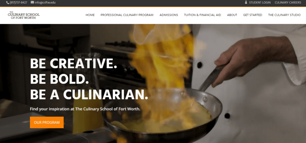 Homepage of The Culinary School of Fort Worth / csftw.edu 