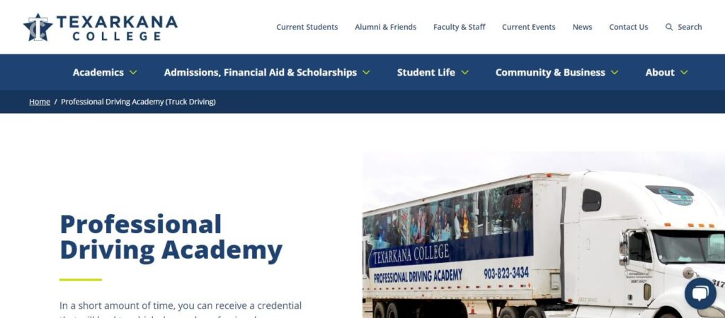 Homepage of the Texarkana Truck Driving School / texarkanacollege.edu