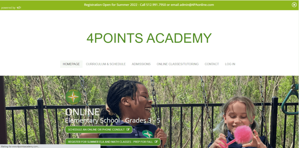 Homepage of 4Points Academy 
Link: https://www.4pointsacademy.com/ 
