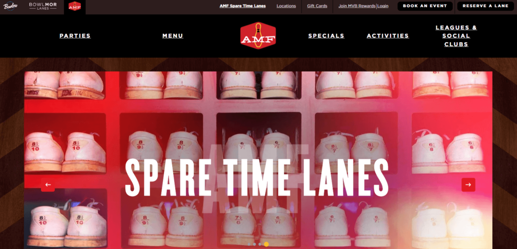 Homepage of AMF Spare Time Lanes 
Link: https://www.amf.com/location/amf-spare-time-lanes