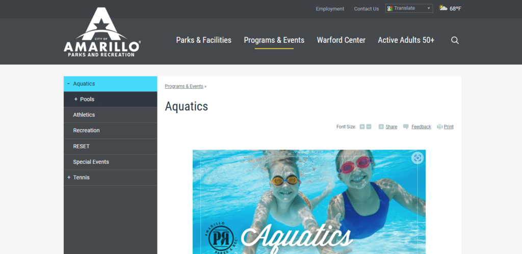 Homepage of Amarillo Aquatics- Ellwood Park /
Link: amarilloparks.org