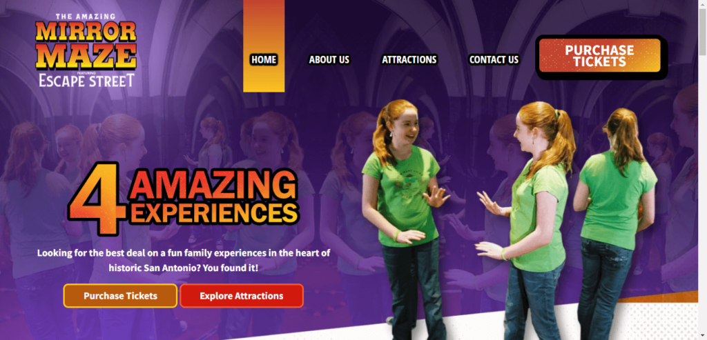 Homepage of Amazing Mirror Maze / amazingmazes.com.