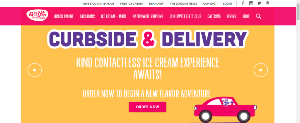 Homepage of Amy's Ice Cream Parlor / amysicecreams.com