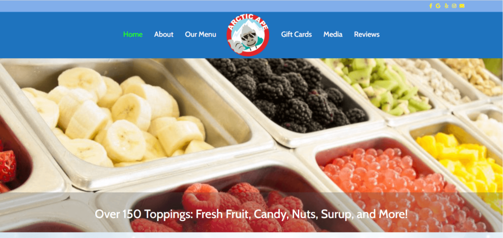 Homepage of Arctic Ape Wild Desserts Link: https://www.arcticapeyogurt.com/