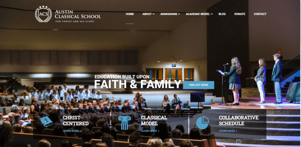 Homepage of Austin Classical School 
Link: https://austinclassical.org/