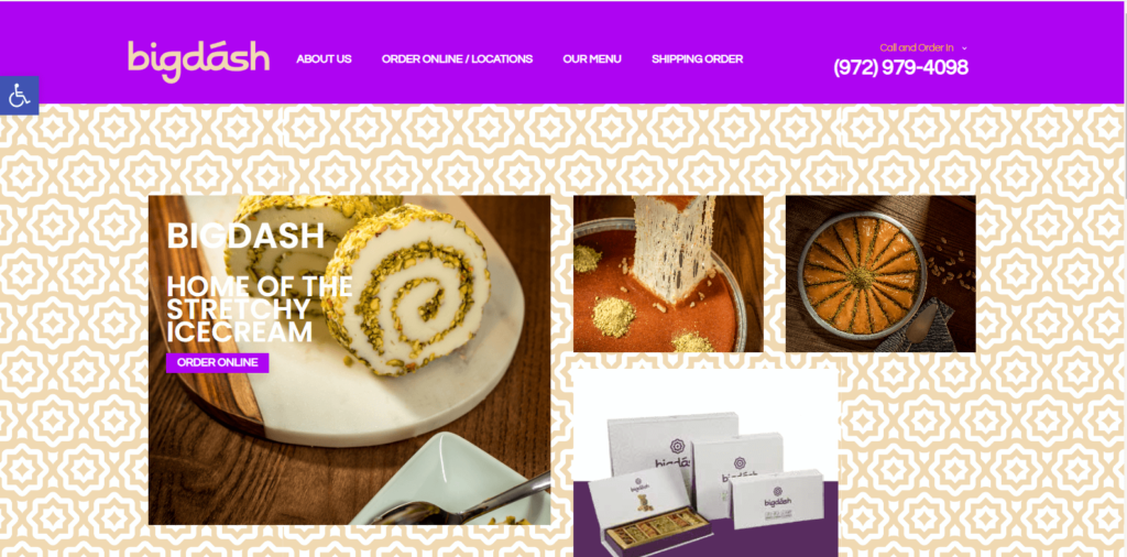 Homepage of Bigdash Ice Cream Pastries - Middle Eastern Dessert 
Link: https://bigdash.com/