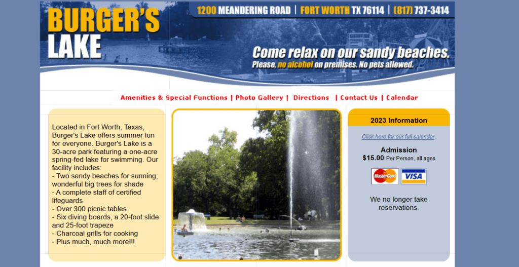 Homepage of Burger’s Lake Park /
Link: burgerslake.com