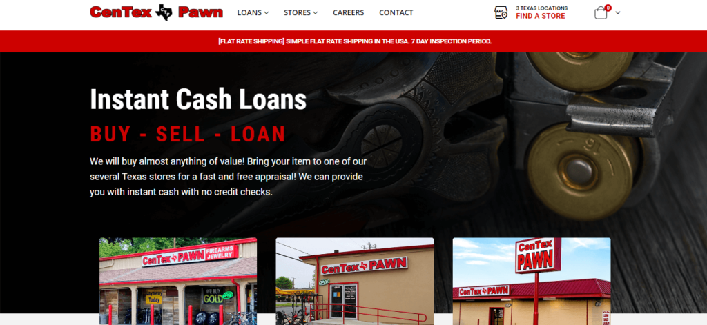Homepage of CenTex Pawn Temple / Link: centexpawn.com