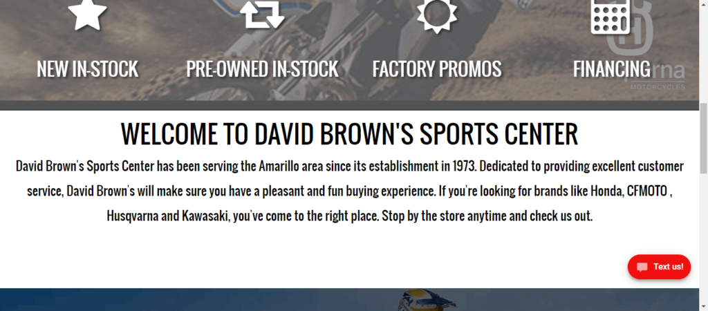 Homepage of David Brown Sports Center / davidbrowns.com.