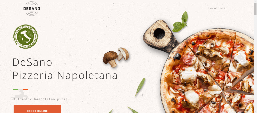Homepage of DeSano Pizzeria Napoletana / desanopizza.com.