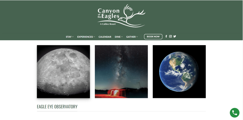 Homepage of Eagle Eye Observatory, Burnet, Texas, United States. 
Link: https://www.canyonoftheeagles.com/eagle-eye-observatory/