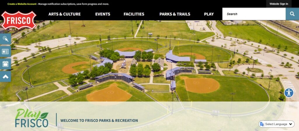 Homepage of Frisco's Commons Park / www.friscotexas.gov