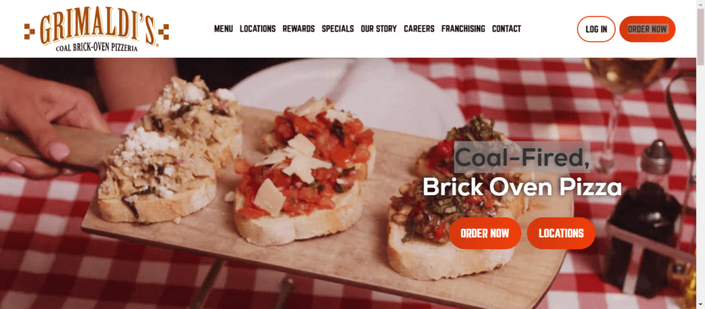 Homepage of Grimaldi's Pizza / grimaldispizzeria.com.