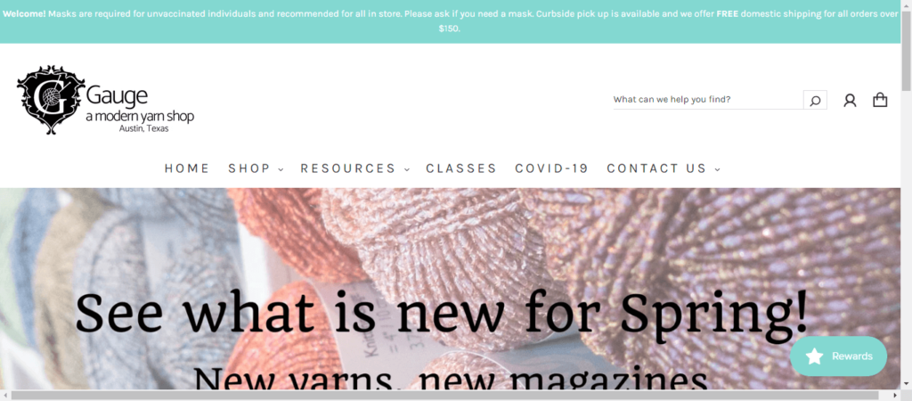 Homepage of Guage Yarn / www.gaugeyarn.com.