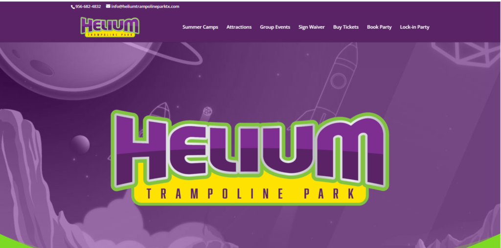 Homepage of Helium Trampoline Park /
Link:
https://heliumtrampolineparktx.com/