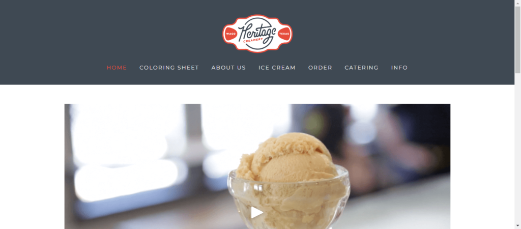 Homepage of Heritage Creamery / heritagecreamery.com.