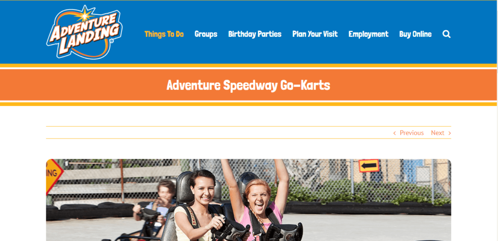 Homepage of Adventure Speedway/ dallas.adventurelanding.com/attractions/adventure-speedway-go-karts
