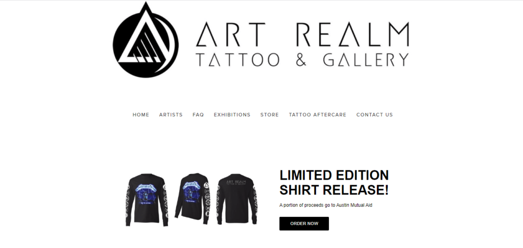 Homepage of Art Realm & Tattoo Gallery /
Link: artrealmtattoo.com