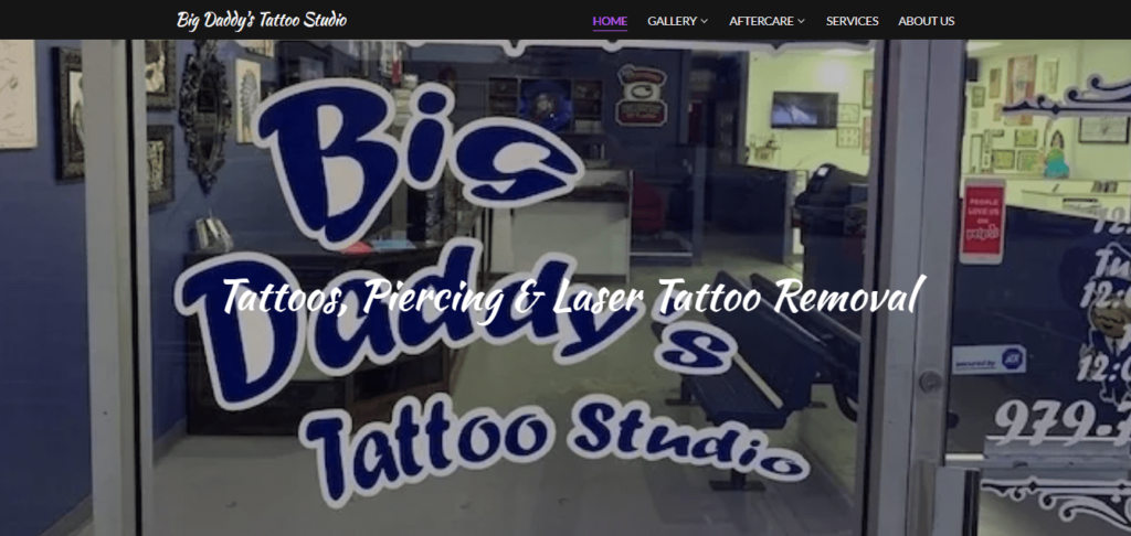 Homepage of Big Daddy's Tattoo Studio /
Link: bigdaddystattoostudio.com