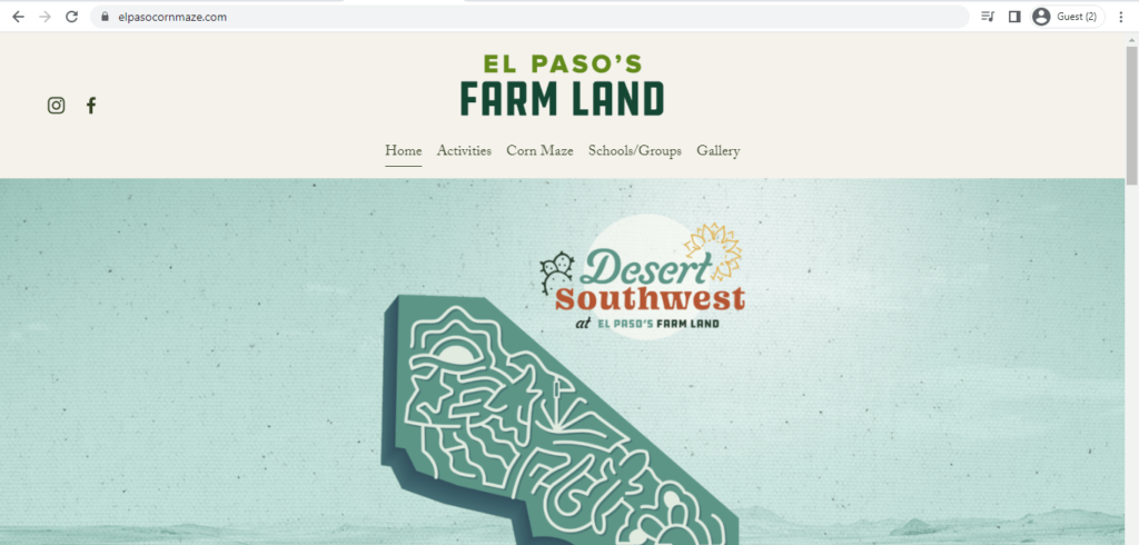 Homepage of El Paso's Farmland
Link: https://www.elpasocornmaze.com/