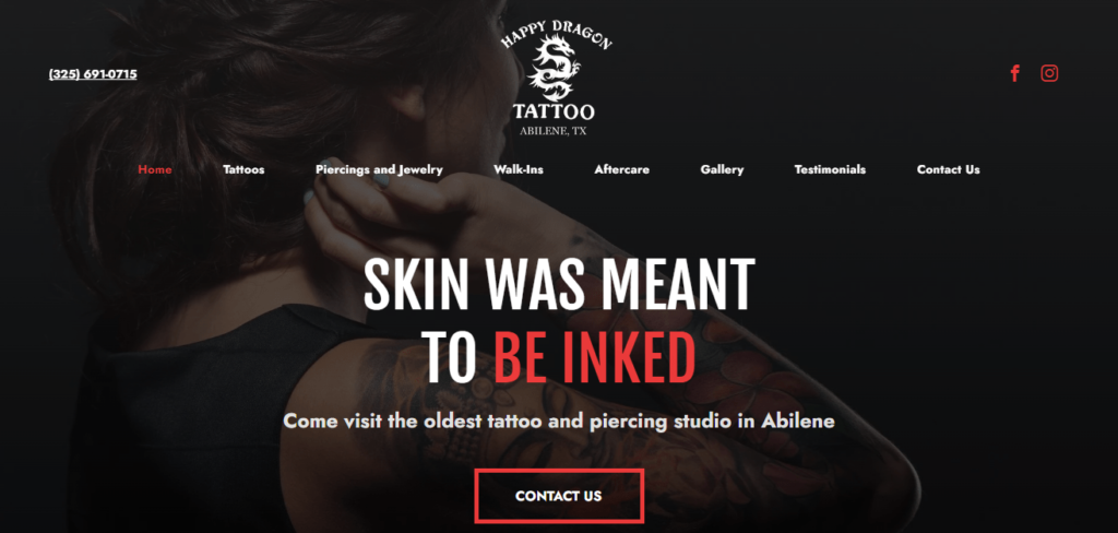 Homepage of Happy Dragon Tattoo & Piercing Studio /
Link: happydragontattoollc.com